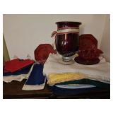 75 ct. Table Linens, Cranberry Glass, and More