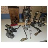 Antique Coffee Grinder, Butter Churn, Sharpener