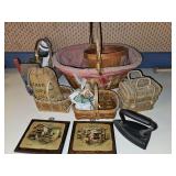 Country Decor Group Lot w/ Baskets, Cast Iron