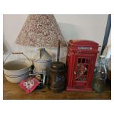 Stoneware Lamp & Pot, Mini Singer Sewing Machine