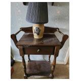 Vintage Wash Stand, Lamp, Mirror & Shelf