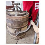 antique wooden bucket hand-crank ice cream maker