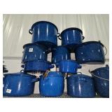 Huge Collection of Blue Enamelware