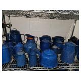 Huge Collection of Blue Enamelware