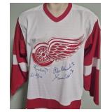 Detroit Red Wings Multi Signed Jersey-Gordie Howe