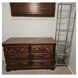 Vintage Solid Wood Dresser & Metal Stand