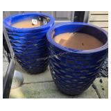 Pair of Large Cobalt Blue Ceramic Flower Pots