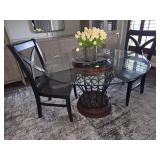 Beautiful Glass Top Pedestal Dining Table & Chairs
