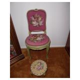 Antique Needlepoint Chair & Ottoman