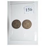 FLYING EAGLE - (2) 1863 1 IS HIT IN CENTER