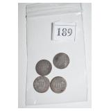 4 TOTAL WELL WORN 1 - 1852, 1- 1854- 2 WORN