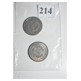 LIBERTY V NICKELS - W/O CENTS (2) 1883