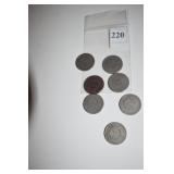 V NICKELS 1892, 93, 98,99,1900,01,02