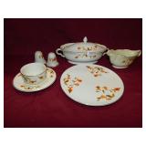 HALL AUTUMN LEAF LIDDED CASSEROLE, GRAVY, SALT