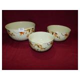 SET OF THREE HALL AUTUMN LEAF NESTING BOWLS