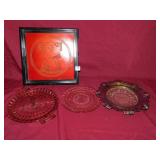 ORIENTAL TRAY, PINK DEPRESSION PLATES,