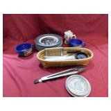 GROUP OF CURRIER AND IVES PLATES, BIRD MUG,