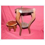 PINE STAND 18" HIGH, SHORT 7" WOOD STOOL