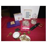 RECIPE BOX, CUTTING BOARD, CANDLES, EARRING