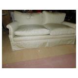 DAMASK LOVESEAT STRIPPED LIGHT GREEN UPHL. 70" W