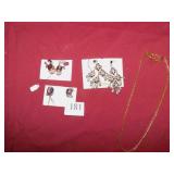 PIERCED EARRINGS, NECKLACE