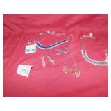 RHINESTONE NECKLACES, EARRINGS SZ. 5 RING,