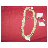 MONA SO BEADED NECKLACE, GREEN SHELL NECKLACE,