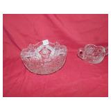 CUT GLASS BOWL AND DOUBLE HANDLE SUGAR