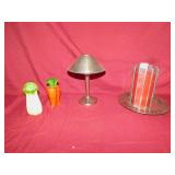 BATTERY OP CANDLE, CANDLE TRAY, PEWTER CANDLE