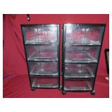 BLACK SMALL ROLLING 26H 13W STORAGE CABINET CLEAR
