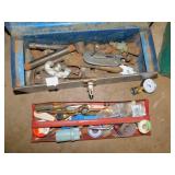 PIPE CUTTERS, TOOL BOX, GAUGE, ETC