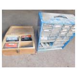 WOOD BOX WITH SCREWS, NUT CABINET NUTS BOLTS