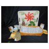 LONGABERGER BASKET, SERVING TRAY, BAKING ITEMS