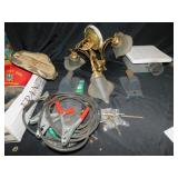 USED LIGHT AND CEILING FAN, HUNTING HATS, ETC.