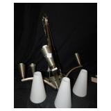 5 ARM CHANDELIER 3 GLOBES ONE ARM NEEDS FIXED 35"