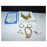 YELLOW RHINESTONE FLOWER NECKLACE, RHINESTONE