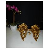 ARTIFICIAL PLANT, WALL SHELVES, 1 HAS A SMALL