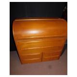 ROLL TOP TEAK DESK, 36" H X 36" W X 19" D
