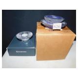 POLISHED STONE CANDLE HOLDER AND WATERFORD VOTIVE