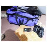 TOTE ON WHEELS, SCARF, NEW BOYCE SLIPPERS,