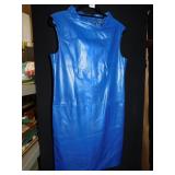 LEATHER DRESS MAKER WORTH 2 ZIPPER POCKETS BLUE