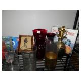 HOLIDAY GLASSES, GOLD BOWL, GLASS PINEAPPLE,