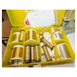 PAIR OF DRESSER LAMPS CANDEL STICKS, GOLD THREAD