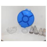 BABY SHOES, OUTFIT, CRYSTAL BOWL, COVERED SERVING