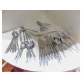 ONEIDA STAINLESS 7 D FORKS, 7 SALAD FORKS, 8 ICE