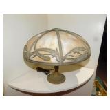8 PANEL SLAG GLASS LAMP - METAL FEATHER DESIGN, 2