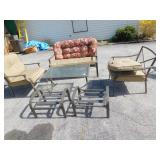 PATIO SET, 2 CHAIRS, 2 OTTOMANS, TABLE, LOVESEAT