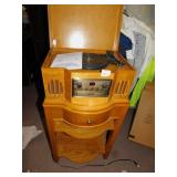 PHILCO RADIO/TURNTABLE W/ STAND W/ 2 SHELVES AND