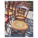 THREE CANED BACK CHAIRS