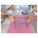TREADLE SEWING MACHINE CARVED DRAWERS W/